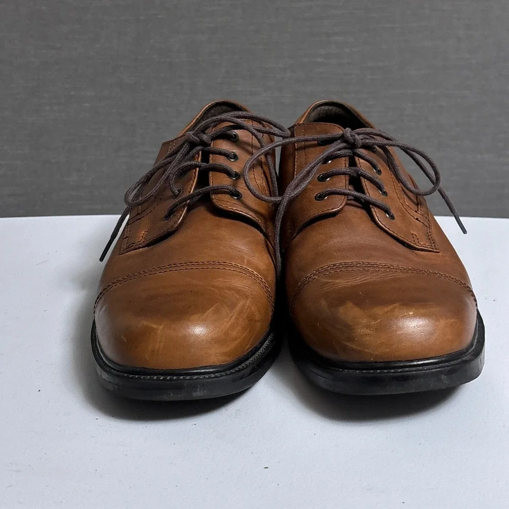 Nunn Bush Oxford Shoes 10.5 M Brown Cap Toe Leather Comfort Gel Dress Classic